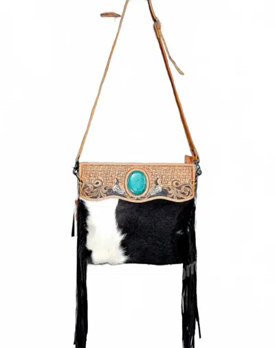 American Darling Cowhide Shoulder Bag In Black In Multi