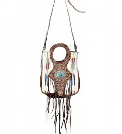 American Darling Serape Round Handled Bag In Brown Multi In White