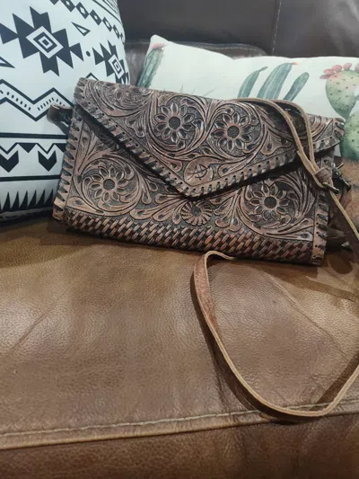 American Darling Tooled Leather Crossbody Purse In Brown