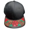 American Darling Unisex Adjustable Cap With Leather On Visor In Black/red In Black