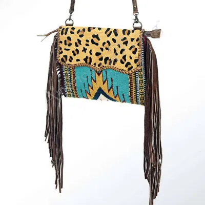 American Darling Women's Animal Aztec Blanket Crossbody Bag In Leopard In Multi