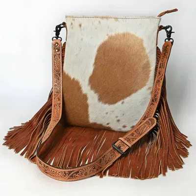 American Darling Women's Cowhide Genuine Leather Messenger Bag In Brown