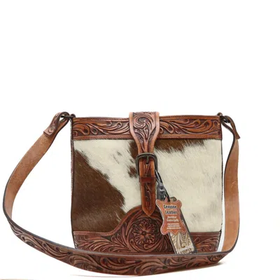 American Darling Women's Cowhide Leather Crossbody Bag In Brown In Purple