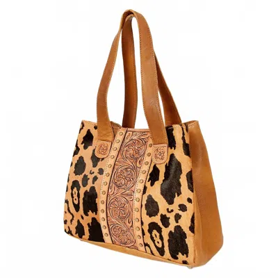 American Darling Women's Cowhide Leather Tote Bag In Vegetable Tanned In Multi
