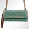 American Darling Women's Crossbody Wallet Bag In Turquoise In Blue