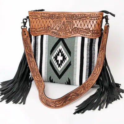 American Darling Women's Dayville Leather Crossbody Bag In Grey Aztec In Multi