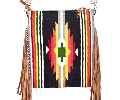 American Darling Women's Detailed Hand Tooled Messenger Bag In Black Multi