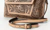 American Darling Women's Floral Hand-tooled Leather Small Crossbody Bag In Natural In Brown