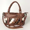 American Darling Women's Full Grain Genuine Leather Western Purse Crossbody Bag In Tan Multi In Brown
