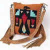American Darling Women's Genuine Full Grain Leather Large Crossbody Bag In Brown Multi In Brown