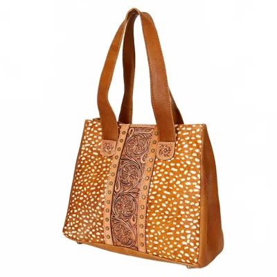 American Darling Women's Genuine Leather Western Tote Bag In Brown