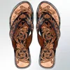 American Darling Women's Genuine Tooled Leather Sandals In Brown In Brown