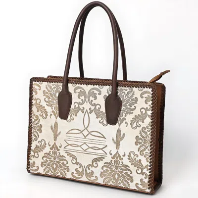 American Darling Women's Hair On Genuine Western Leather Tote Bag In Brown