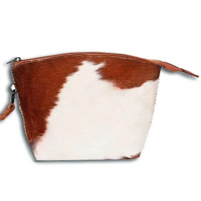 American Darling Women's Hair On Hide Cosmetic Bag In Brown And White