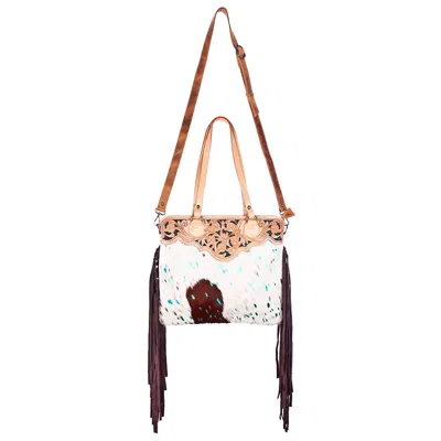 American Darling Women's Hair On Hide Shoulder Bag In Turqoise, Black And White