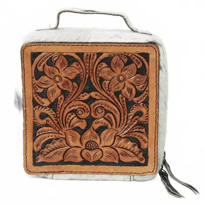American Darling Women's Hair On Hide Square Jewelry Box In Black And White In Brown