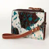 American Darling Women's Hair On Hide Wristlet In Acid Wash