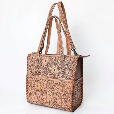 American Darling Women's Hand Tooled Carved Floral Backpack In Tan In Multi