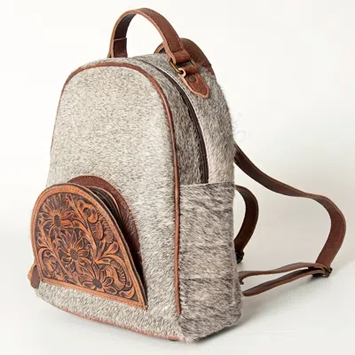 American Darling Women's Hand Tooled Carved Leather Backpack In Beige In Sand