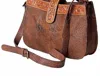 American Darling Women's Hand-tooled Genuine Leather Crossbody Bag In Tan In Brown