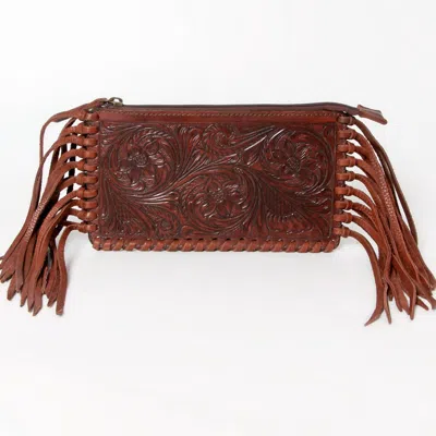 American Darling Women's High Quality Genuine Full Grain Leather Wristlet In Brown