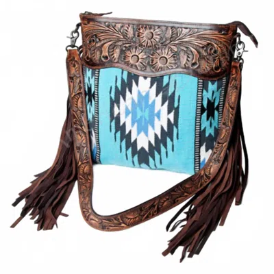 American Darling Women's Large Crossbody Messenger Bag In Blue Multi