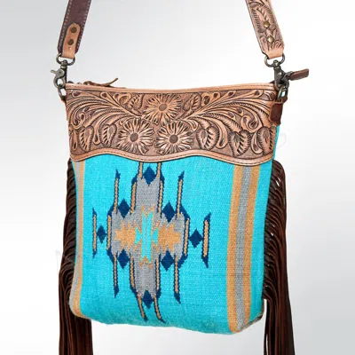 American Darling Women's Large Crossbody Messenger Bag In Blue Multi