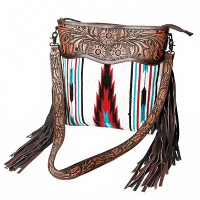American Darling Women's Large Crossbody Messenger Bag In White Multi