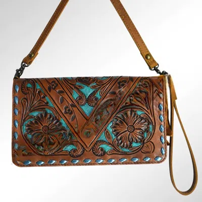 American Darling Women's Leather Cross Body Strap Wristlet In Brown