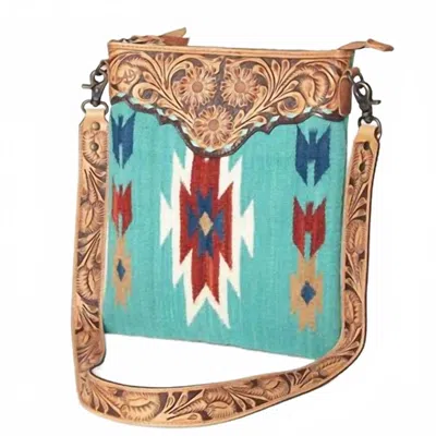 American Darling Women's Leather Crossbody Bag In Turquoise In Blue