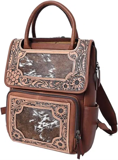 American Darling Women's Leather Hair On Hide Backpack In Brown