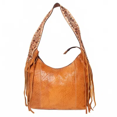 American Darling Women's Leather Western Hobo Bag In Tan In Brown