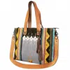 American Darling Women's Saddle Blanket Genuine Leather Western Tote Bag In Green Multi In Multi