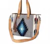 American Darling Women's Saddle Blanket Leather Tote Bag In Grey Multi In Gray