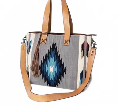 American Darling Women's Saddle Blanket Leather Tote Bag In Grey Multi In Gray