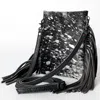 American Darling Women's Small Leather Crossbody Messenger Bag In Black In Black