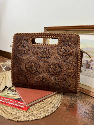 American Darling Women's The Reid Tooled Leather Hand Bag In Brown