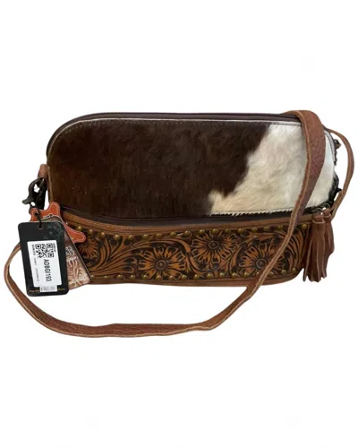 American Darling Women's Tooled & Cowhide Bag In Brown