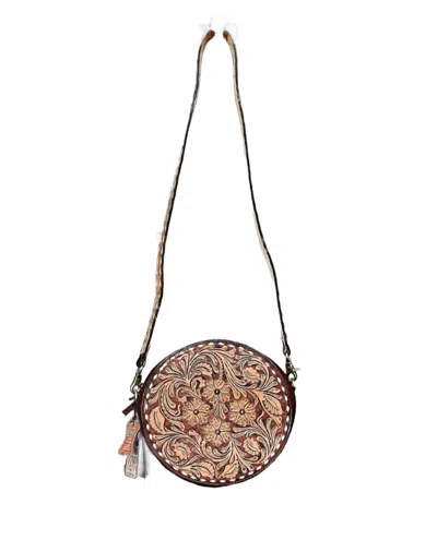 American Darling Women's Tooled Leather Canteen Bag In Brown