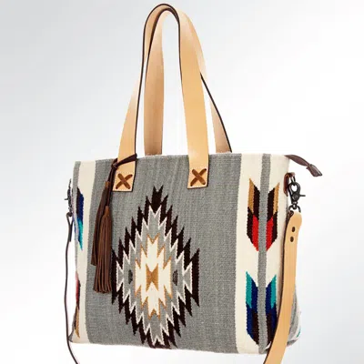American Darling Women's Western Saddle Weekender Tote With Crossbody Strap In Grey In Gray