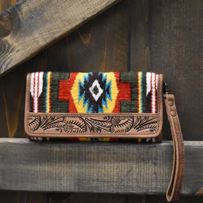 American Darling Women's Western Wallet/crossbody Bag In Green Saddle Blanket In Multi