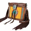American Darling Women's Wool Saddle Bucket Bag In Brown Multi In Brown