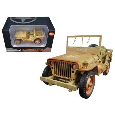American Diorama 1 By 18 Scale Diecast Us Army Wwii Jeep Vehicle Desert Color Weathered Version Model Car