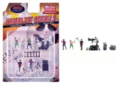 American Diorama Behind The Scenes #2 7 Piece (4 People 3 Accessories) Diecast Figures Set 1/64 Scale Models By Ameri In Multi