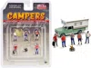 American Diorama Campers 6 Piece Diecast Set (5 Figurines And 1 Accessory) For 1/64 Scale Models By