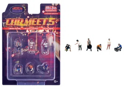 American Diorama Car Meet 5 6 Piece Diecast Figure Set Limited Edition For 1/64 Scale Models By