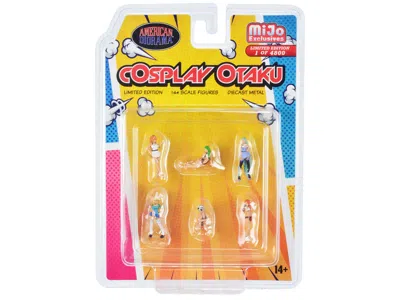 American Diorama Cosplay Otaku 6 Piece Diecast Figure Set Limited Edition To 4800 Pieces Worldwide For 1/64 Scale Mod In Pink