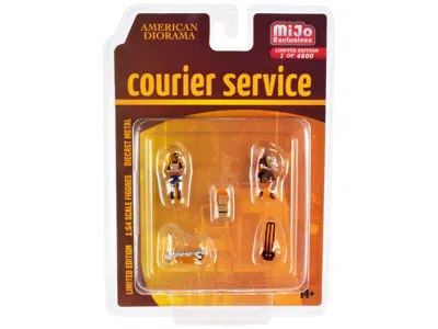American Diorama Courier Service 5 Piece Diecast Figures Set (2 Worker Figures And 3 Accessories) Limited Edition To In Multi