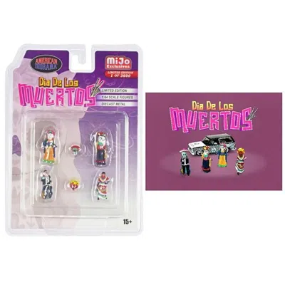 American Diorama Dia De Los Muertos 2 6 Piece Diecast Set 4 Figures 2 Masks Limited Edition To Worldwide For 1-64 Sca