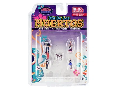 American Diorama Dia De Los Muertos 5 Piece Diecast Set (2 Adults 2 Children 1 Dog Figures) Limited Edition To 3600 P In Purple